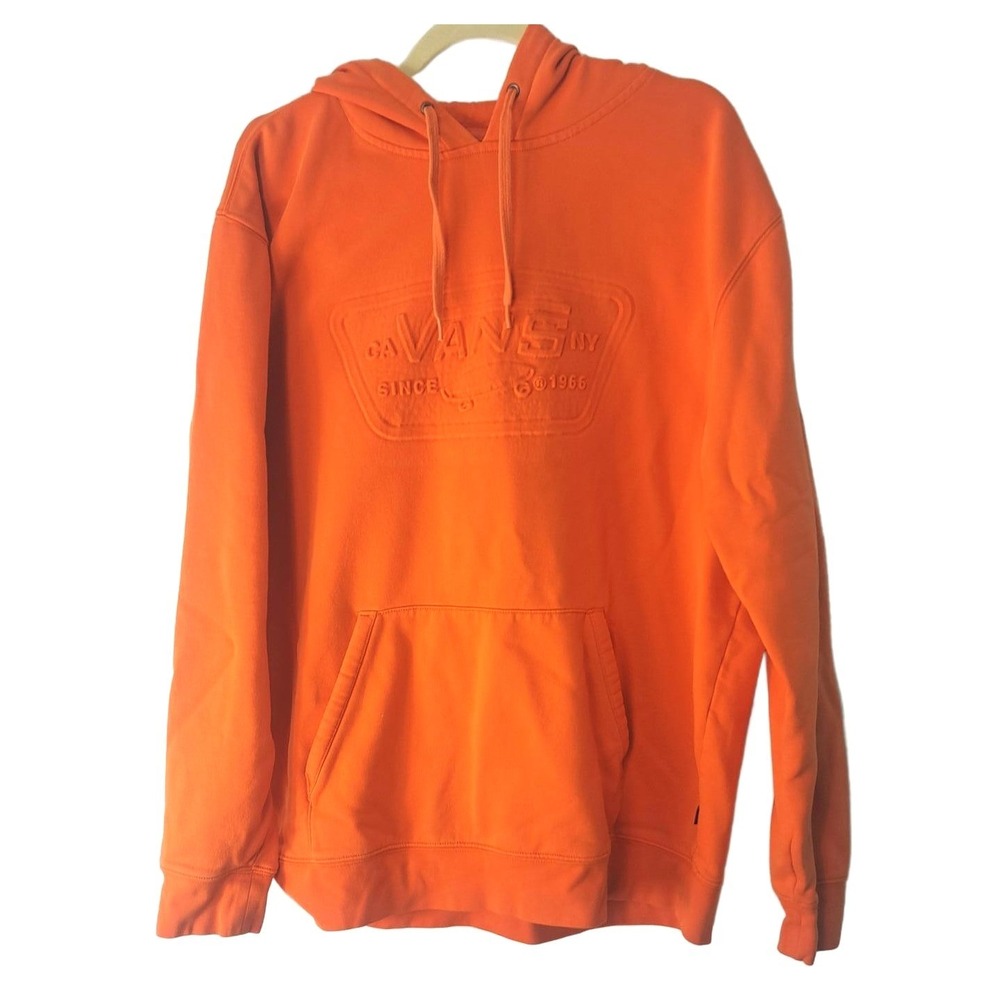 Vans Mens Orange Embossed Logo Pullover Hoodie Sweatshirt XL‎ Skater